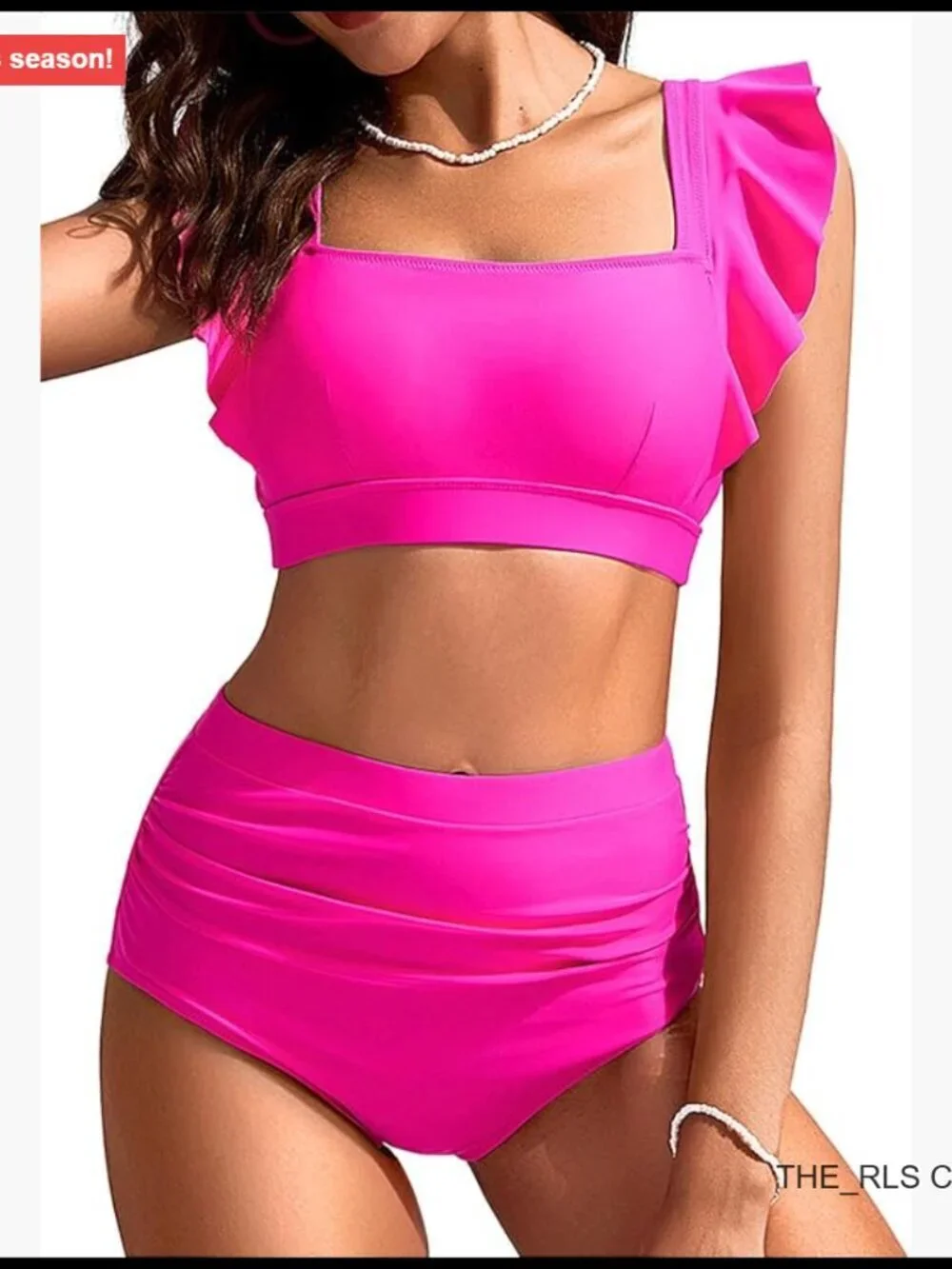 High Waisted Bikini Set with Ruffle Tummy Control Full Coverage